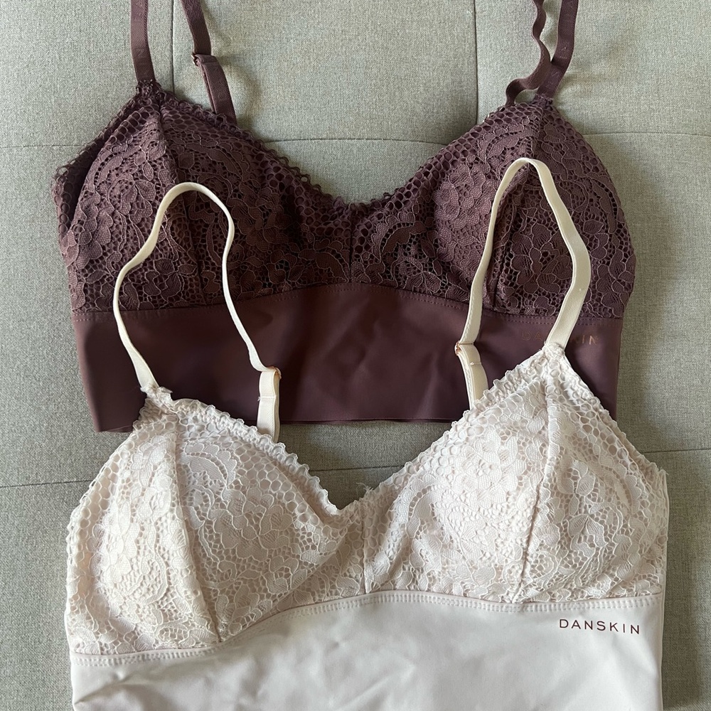 Danskin Lace Bralette Set Brown and Cream Intimates